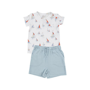 Sketchy Sailboats Crew Neck Tee + Shorts Set