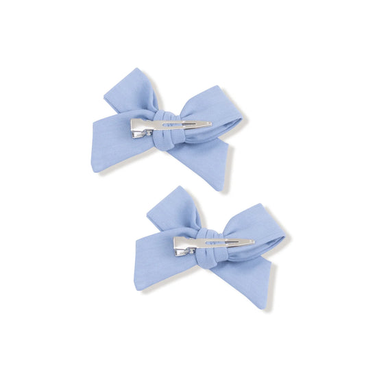 Soft Chambray Hair Bows with Clips (2 pack)