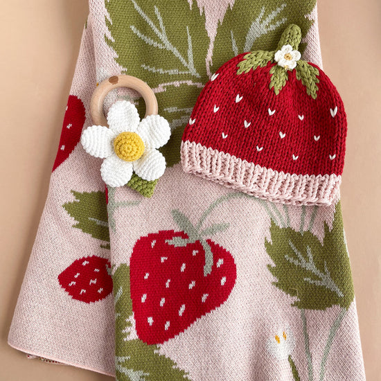 Strawberry Bunny Organic Baby Blanket