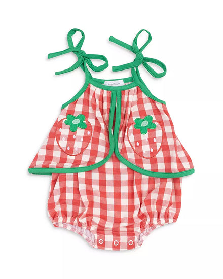 Strawberry Gingham Swing Front Sunsuit