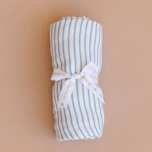 Blue Stripe Organic Muslin Swaddling Blanket