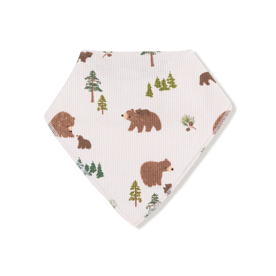 Sweet Brown Bears Waffle-Knit Bandana Bib