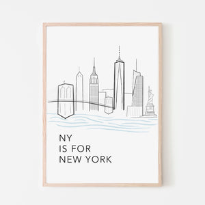 N is for New York Skyline Art Print