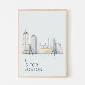B is for Boston Skyline Art Print