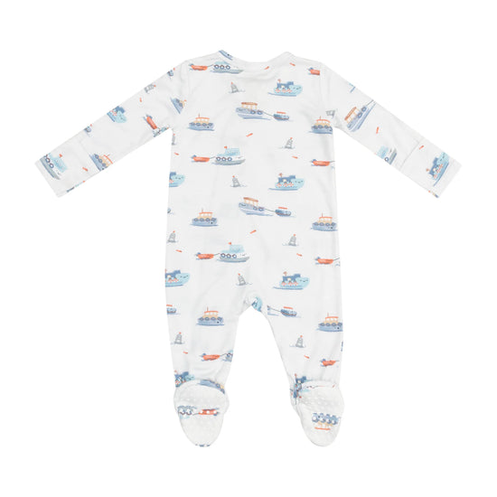 Bubbly Tugboats 2-Way Zipper Footie