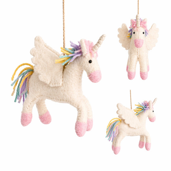 Felt Prancing Pastel Unicorn Ornament