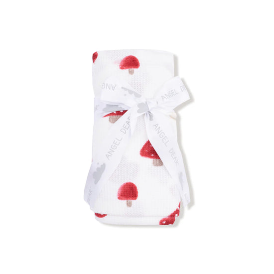 Painterly Mushrooms Waffle-Knit Swaddle Blanket