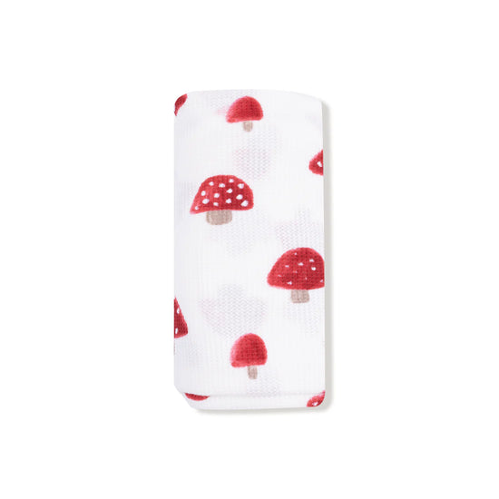 Painterly Mushrooms Waffle-Knit Swaddle Blanket