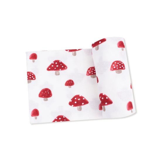 Painterly Mushrooms Waffle-Knit Swaddle Blanket