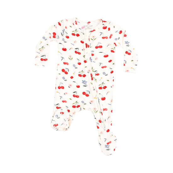 Watercolor Cherries 2-Way Zipper Footie