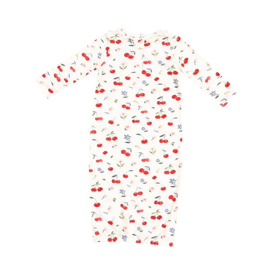 Watercolor Cherries & Gingham Kimono Gown