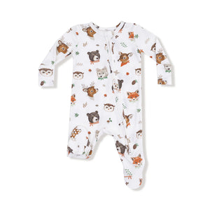 Woodland Animal Faces 2 Way Zipper Footie
