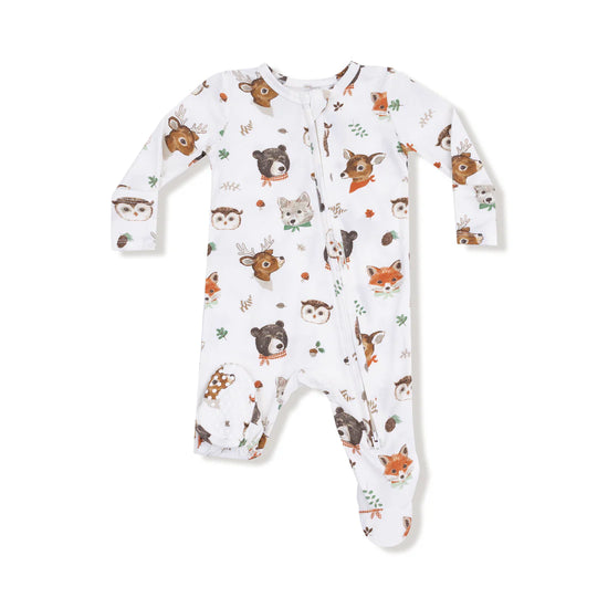 Woodland Animal Faces 2 Way Zipper Footie