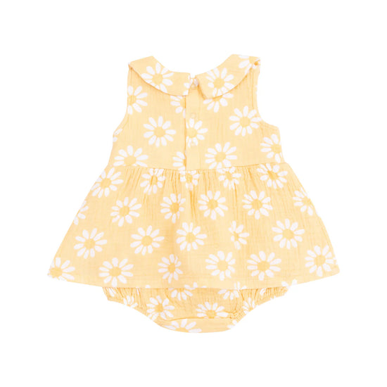 Yellow Mod Daisy Peter Pan Collar Bubble with Skirt