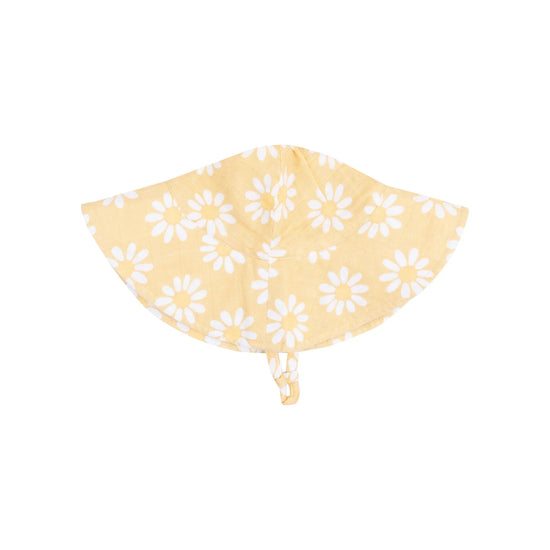 Yellow Mod Daisy Wide Brim Muslin Hat