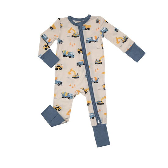 Construction Trucks 2-Way Zipper Romper