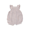 Nautical Ticking Stripe Smocked Overall Muslin Shortie