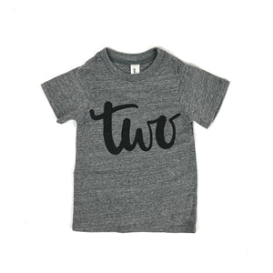 "Two" Kids Birthday Tee, Grey