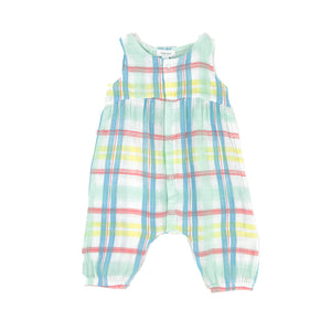 Beach Plaid Snap-Front Romper