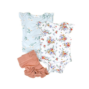 Spring Floral Bodysuit & Shorts Set