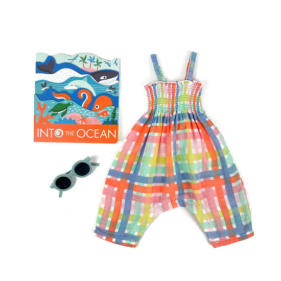 Multicolor Plaid Smocked Romper
