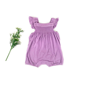 Lavender Herb Smocked Front Overall Shortie (final sale)