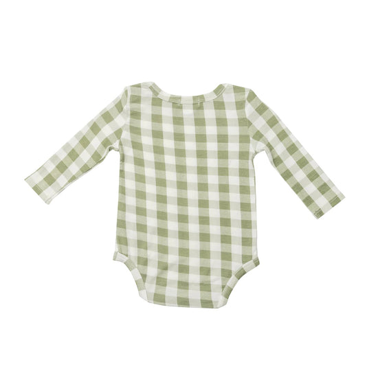 Sage Gingham Long-Sleeve Bodysuit