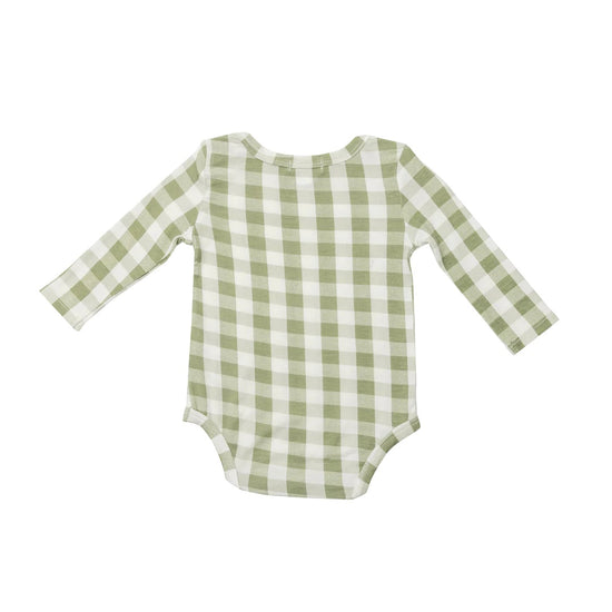 Sage Gingham Long-Sleeve Bodysuit (save 20%)