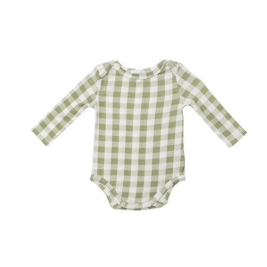 Sage Gingham Long-Sleeve Bodysuit