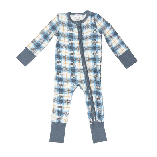 Flannel Plaid-Print 2-Way Zip Romper