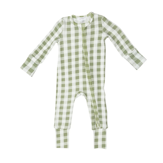 Sage Gingham 2-Way Zipper Romper (30% off!)