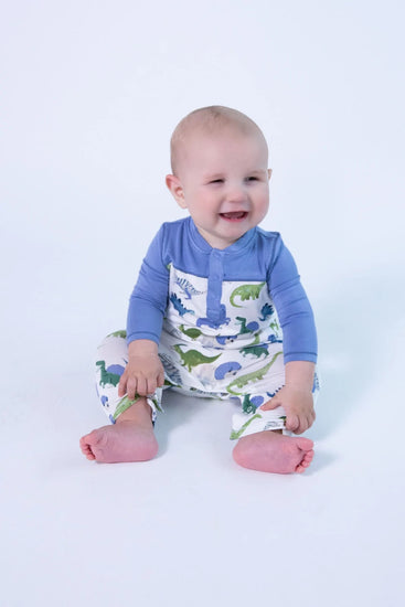 Painterly Dino Romper with Pockets