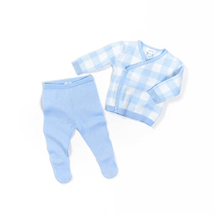 Gingham Knit Take Me Home Set, Blue