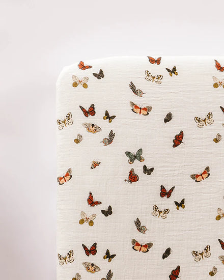 Butterfly Migration Muslin Crib Sheet