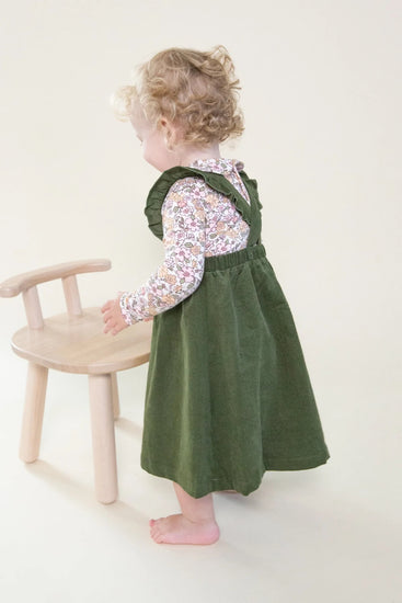 Chive Green Corduroy Pinafore Dress