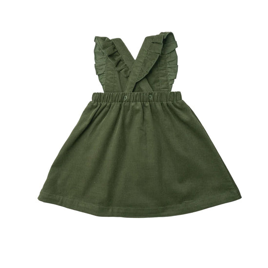 Chive Green Corduroy Pinafore Dress