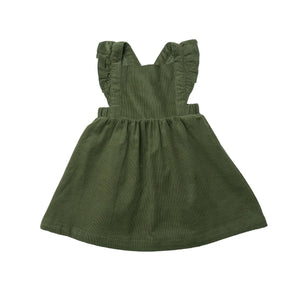 Chive Green Corduroy Pinafore Dress