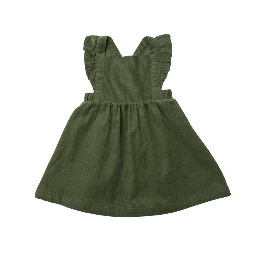 Chive Green Corduroy Pinafore Dress Bicycle Pie Chive Green Corduroy Pinafore Dress Bicycle Pie
