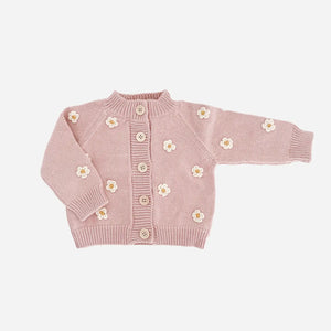 Cotton Flower Cardigan, Blush