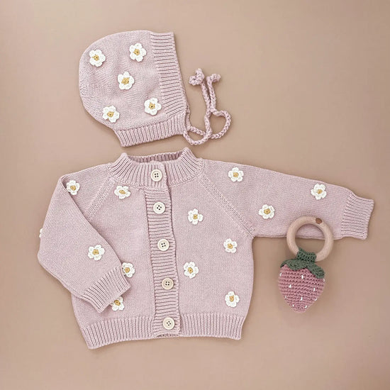 Cotton Flower Cardigan, Blush