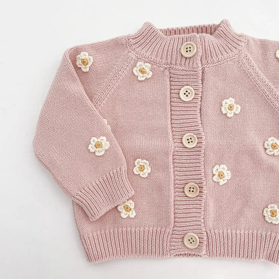 Cotton Flower Cardigan, Blush