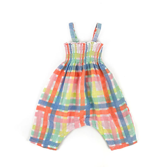 Multicolor Plaid Smocked Romper (Final Sale)