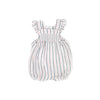 Nautical Ticking Stripe Smocked Overall Muslin Shortie