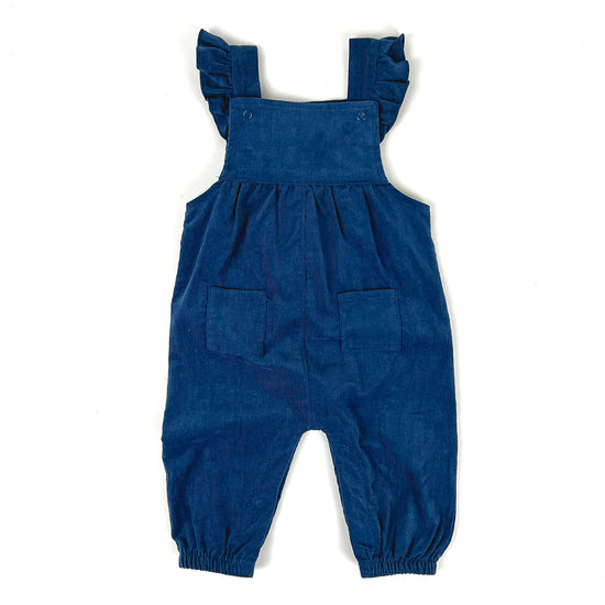 Navy Smocked Front Corduroy Coverall