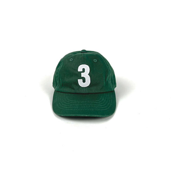 "3" Baseball Hat,  Hunter Green