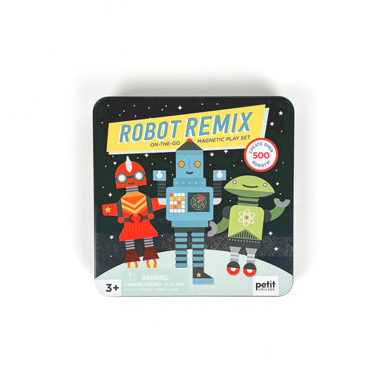 Punch out over 25 magnetic pieces that can be mixed and matched to create multiple characters in this Robot Remix play scene!