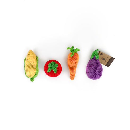 Crocheted Veggies Rattle Set